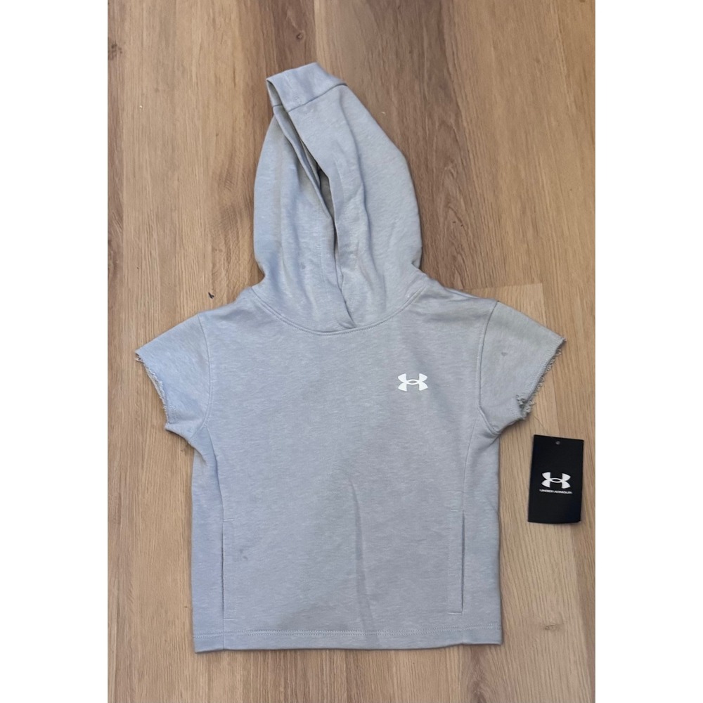 Under Armour Girls Rival Terry SS Hoodie Gray Size 4 NWT